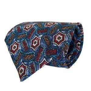 Vintage Christian Dior Monsieur Abstract Blue Silk Necktie Tie